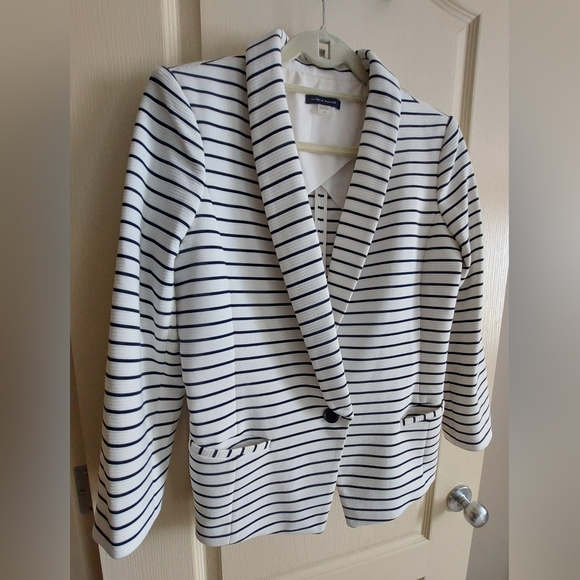 TOMMY HILFIGER Nautical Blue White Striped Blazer. Women's Size 12. 🤍💙 - Picture 2 of 11